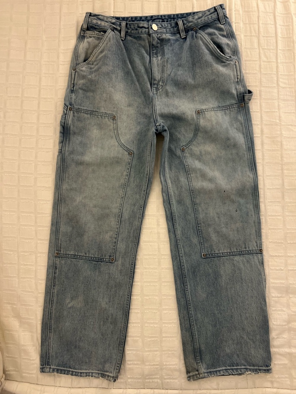Elwood Carpenter Jeans Double Knee Utility Workwear Distressed Denim 36